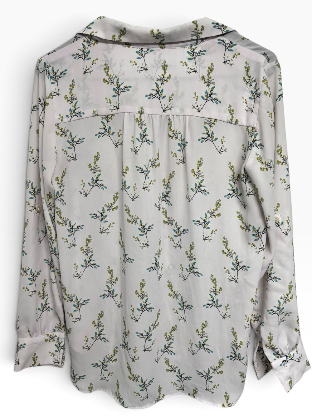 LOFT Floral Branch Print Button-Down Collared Blouse (Size XSP) - Picture 3 of 5